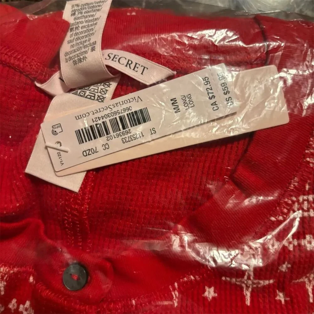 Victoria's Secret Red Fair Isle Pajama Onesie - Picture 8 of 9